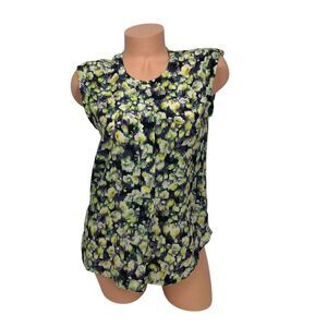 Floral Sleeveless Women's Top - Green and Black